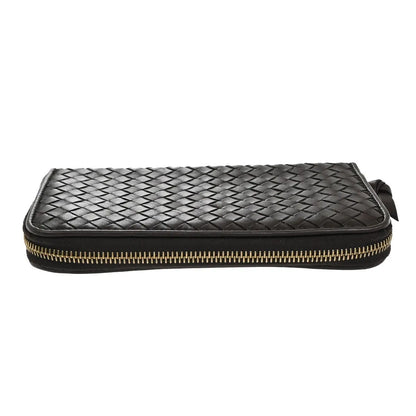 Bottega Veneta Intrecciato Long Zip Leather, Brown, Leather, Wallet
