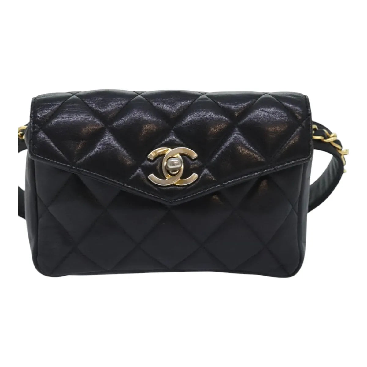 Chanel Vintage CC Waist Lambskin, Black, Leather, Shoulder Bag