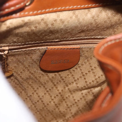 Gucci Vintage Bamboo Leather, Brown, Leather, Backpack