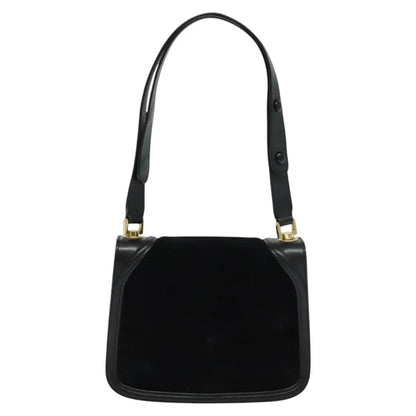 Salvatore Ferragamo Gancini Suede, Black, Suede, Shoulder Bag