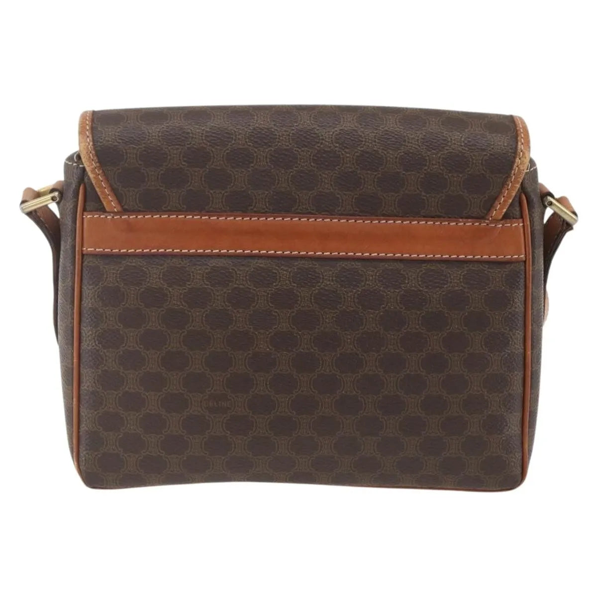 Celine Vintage Macadam Canvas and Leather, Brown, Canvas, Shoulder Bag