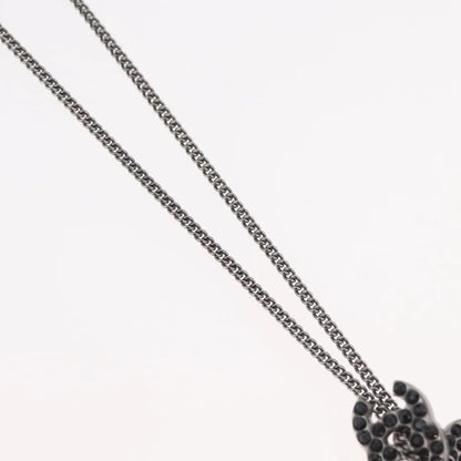 Chanel Coco Long Metal with Faux Pearls and Crystals, Black, Metal, Necklace