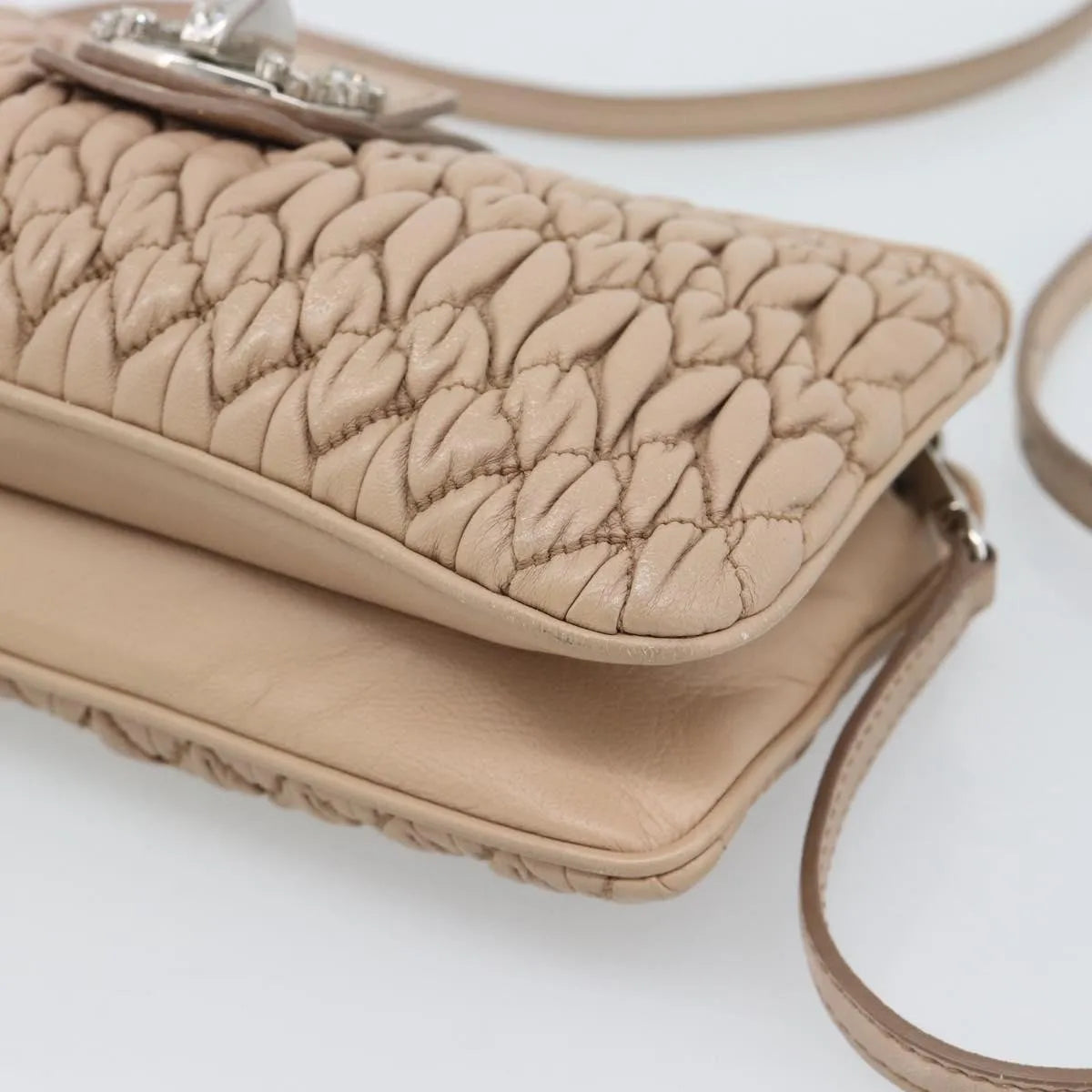 Miu Miu Crystal Convertible Chain Matelasse Leather, Pink, Leather, Shoulder Bag