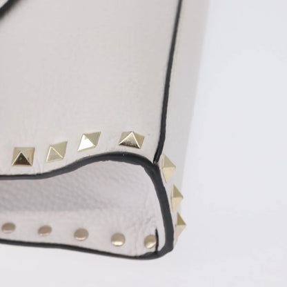 Valentino Garavani Rockstud Flip Lock Flap Leather, White_gold, Leather, Shoulder Bag