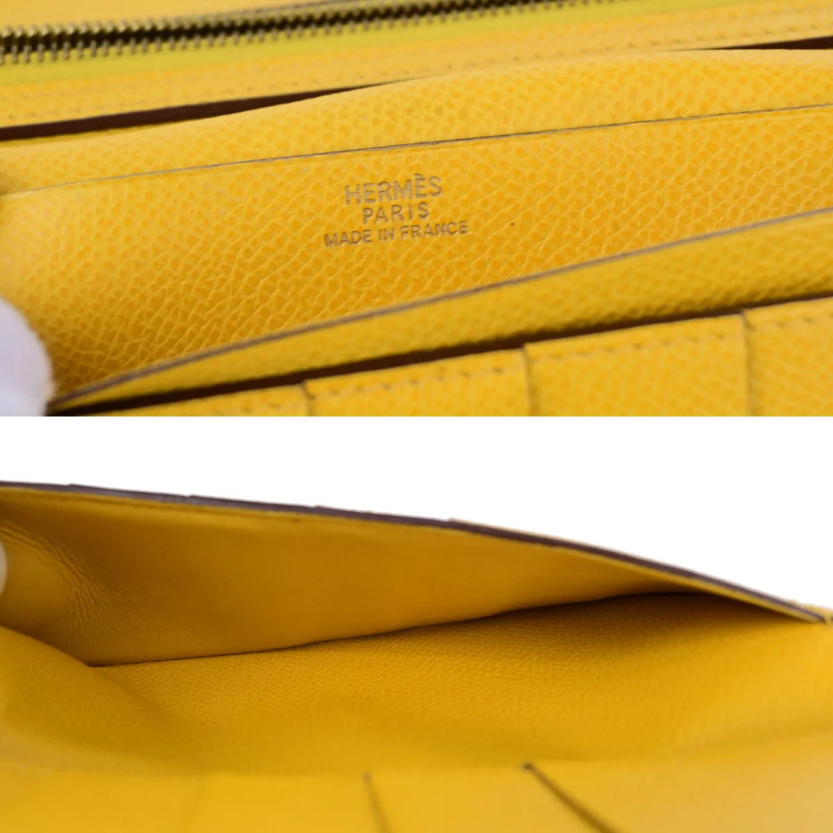 Hermes Bearn Trifold Epsom, Yellow, Leather, Wallet