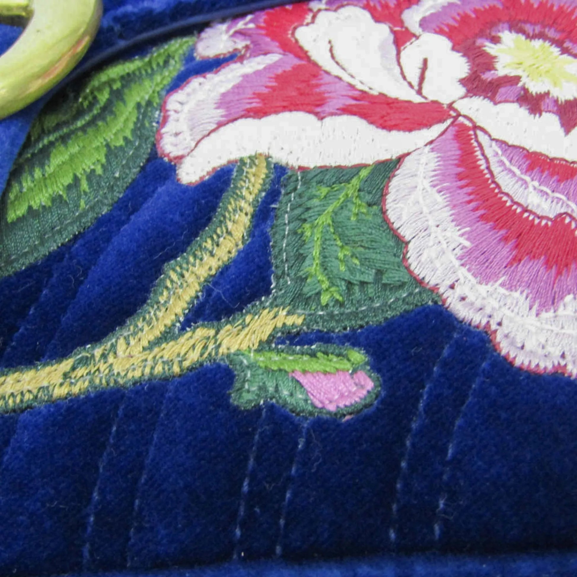 Gucci GG Marmont Flap Embroidered Matelasse Velvet, Blue, Velvet, Shoulder Bag