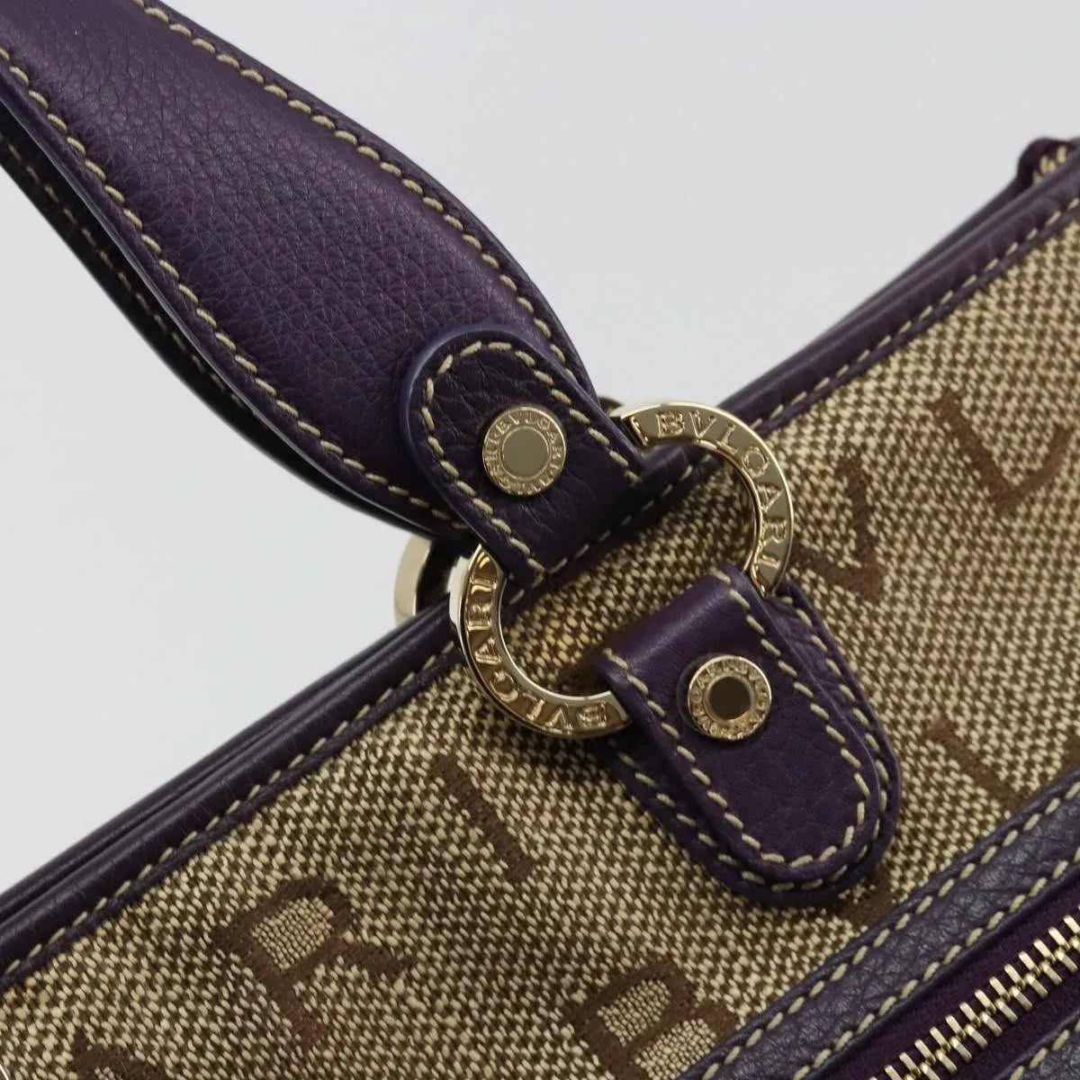 Bvlgari Logomania Canvas, Beige, Canvas, Tote Bag