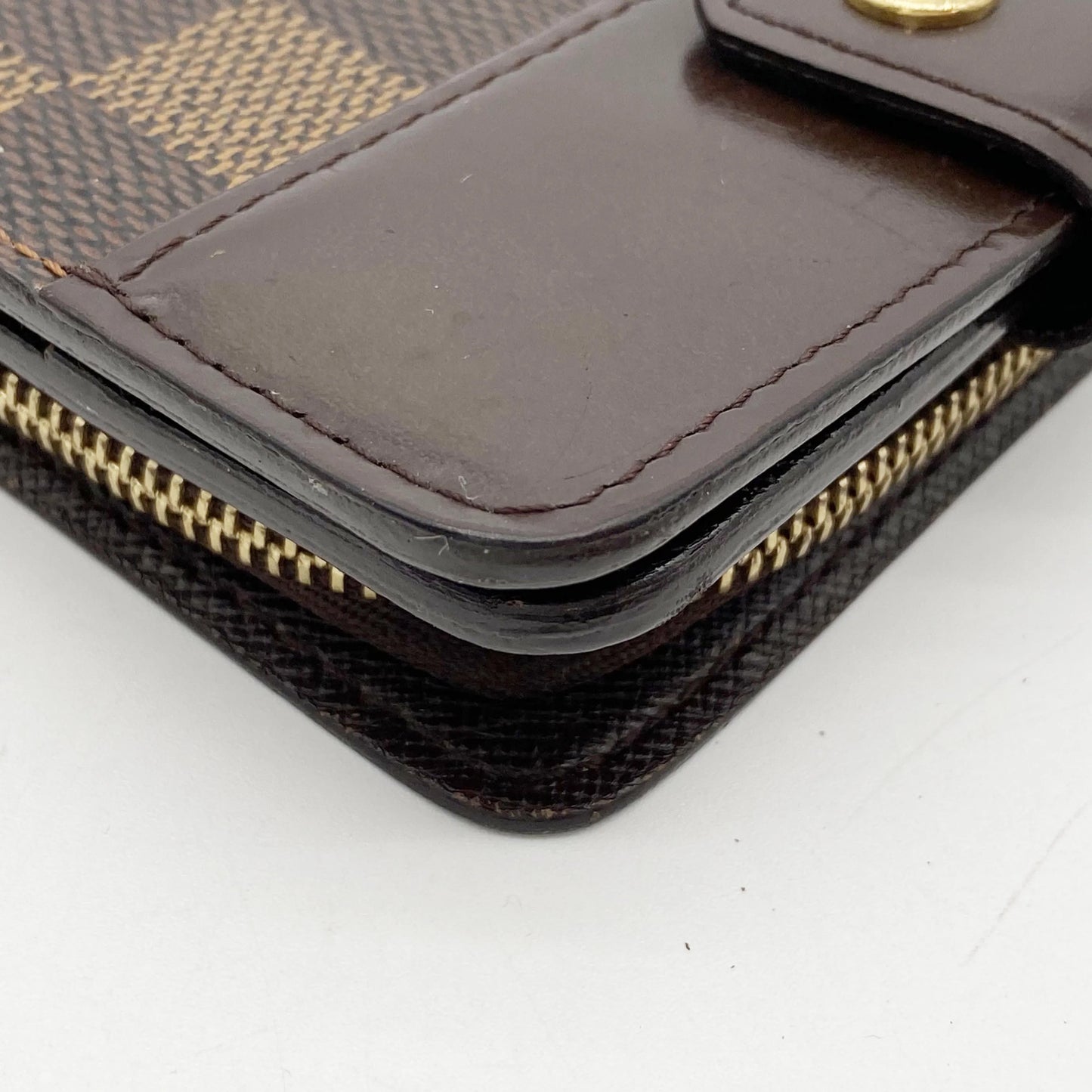 Louis Vuitton Compact Zippe Damier, Brown, Canvas, Wallet