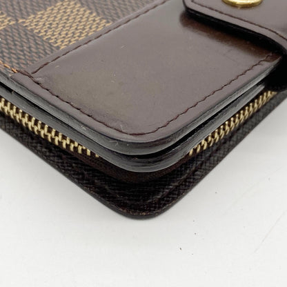 Louis Vuitton Compact Zippe Damier, Brown, Canvas, Wallet