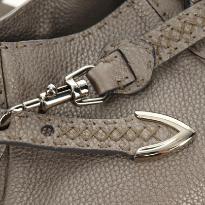 Fendi Selleria Pomodorino Leather, Gray, Leather, Tote Bag