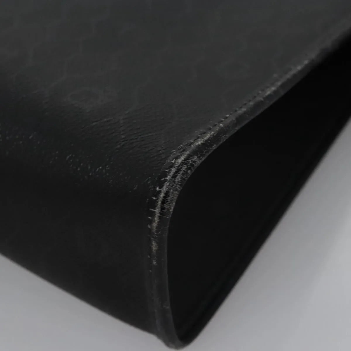 Christian Dior Vintage Honeycomb Zip Coated Canvas, Black, Canvas, Clutch