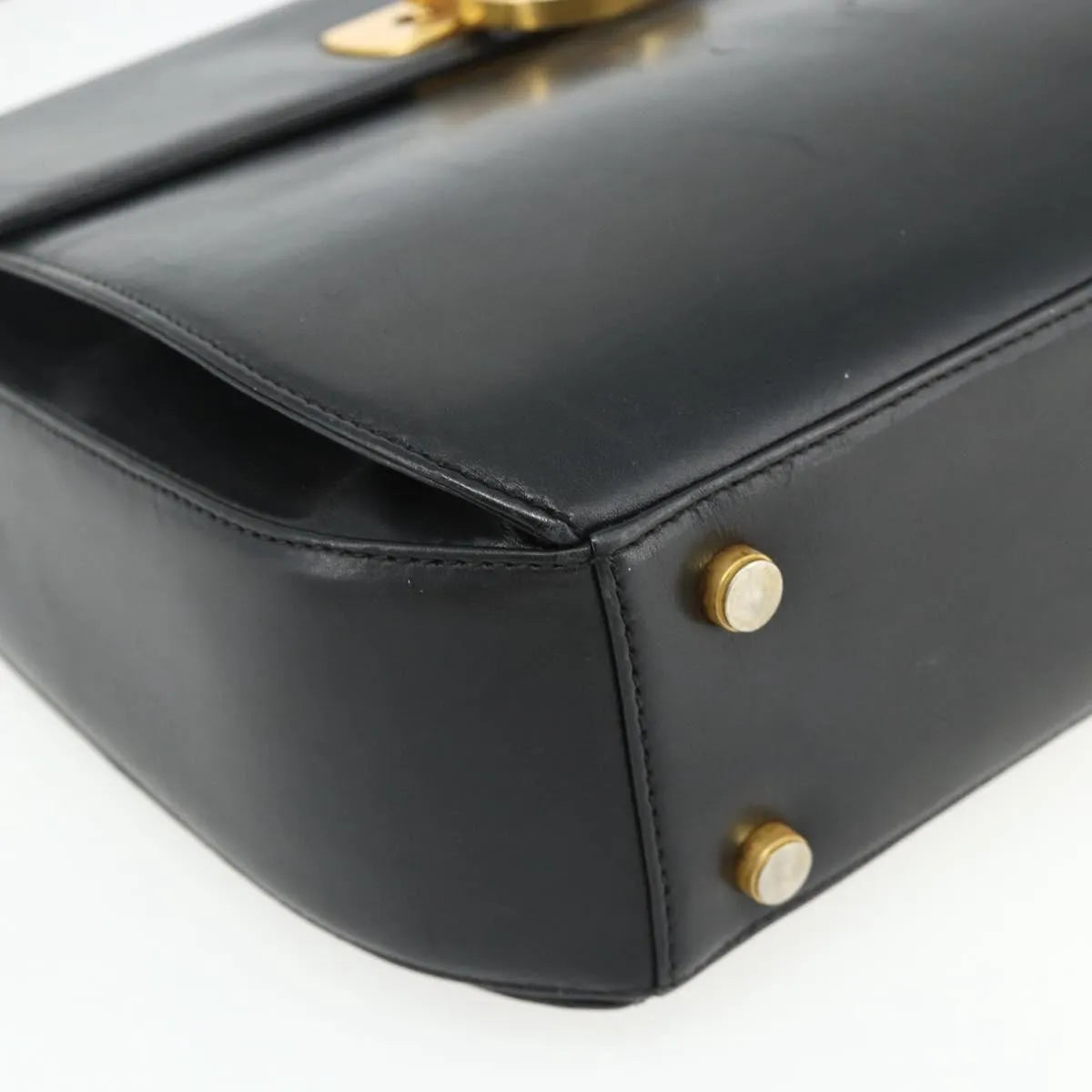 Salvatore Ferragamo Gancini Leather, Black, Leather, Handbag