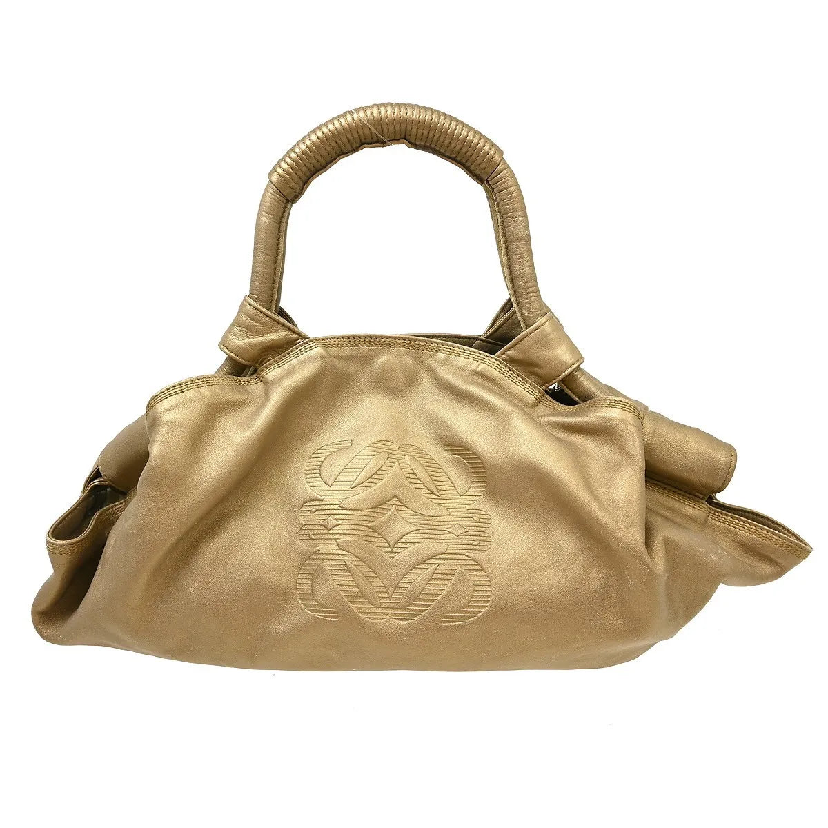 Loewe Anagram Logo Nappa Aire Hand Leather, Gold, Leather, Handbag