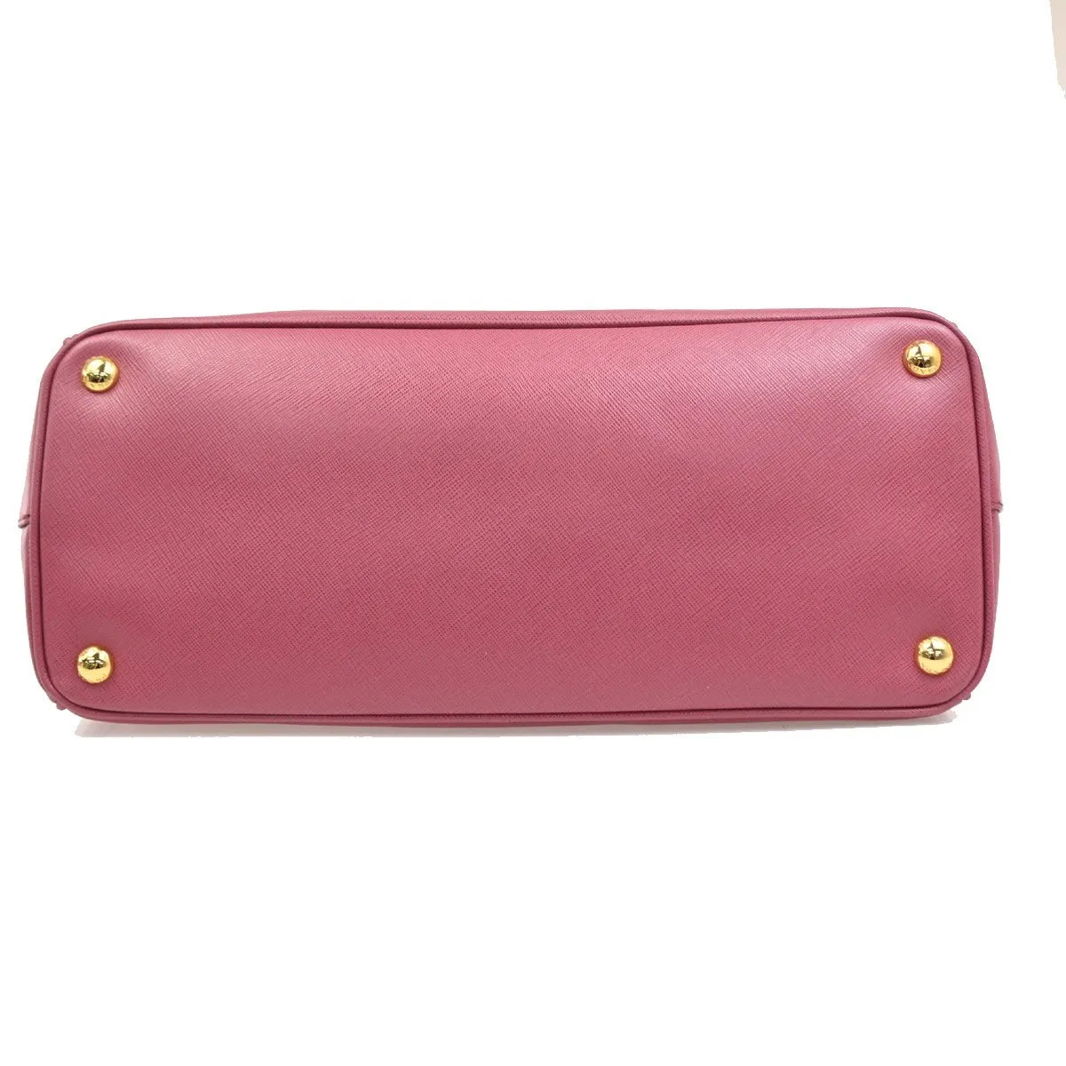 Prada Double Zip Lux Convertible Tote Saffiano Leather, Pink, Leather, Tote Bag