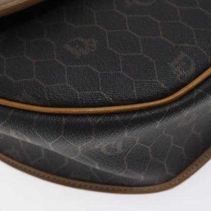 Christian Dior Vintage Honeycomb Flap Coated Canvas, Black, Canvas, Shoulder Bag