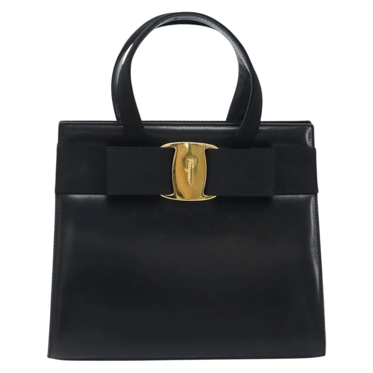 Salvatore Ferragamo Convertible Vara Bow Tote Leather, Black, Leather, Handbag