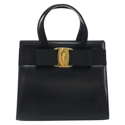 Salvatore Ferragamo Convertible Vara Bow Tote Leather, Black, Leather, Handbag