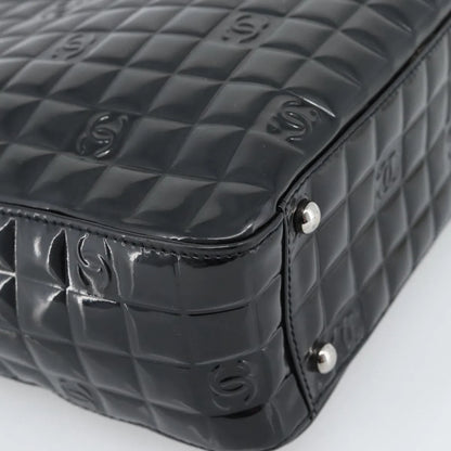Chanel Chocolate Bar CC Tote Quilted Patent, Black, Patent Leather, Tote Bag