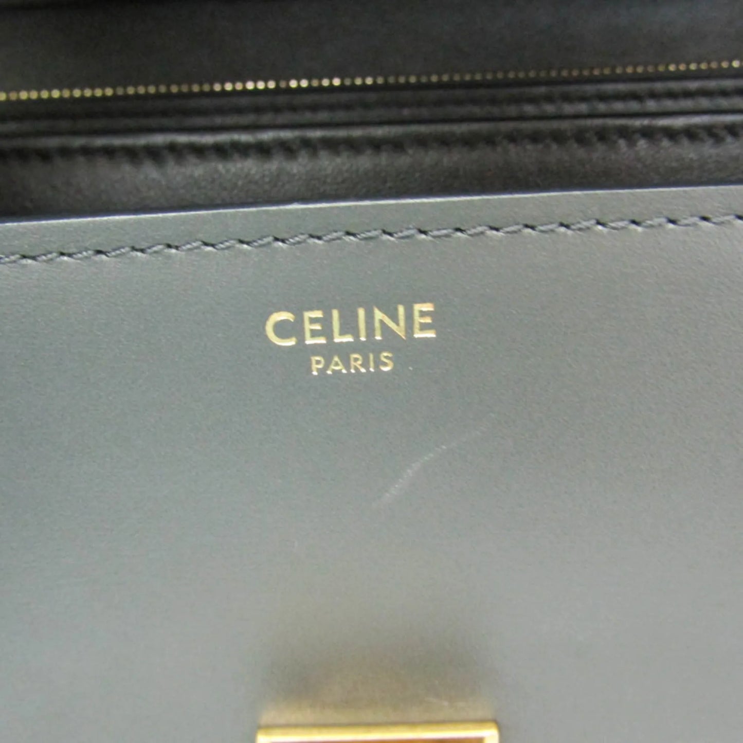 Celine Classic Box Bag Smooth Leather, Gray, Leather, Shoulder Bag