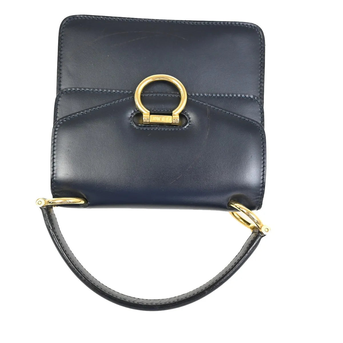 Celine Gancini Leather, Navy, Leather, Handbag