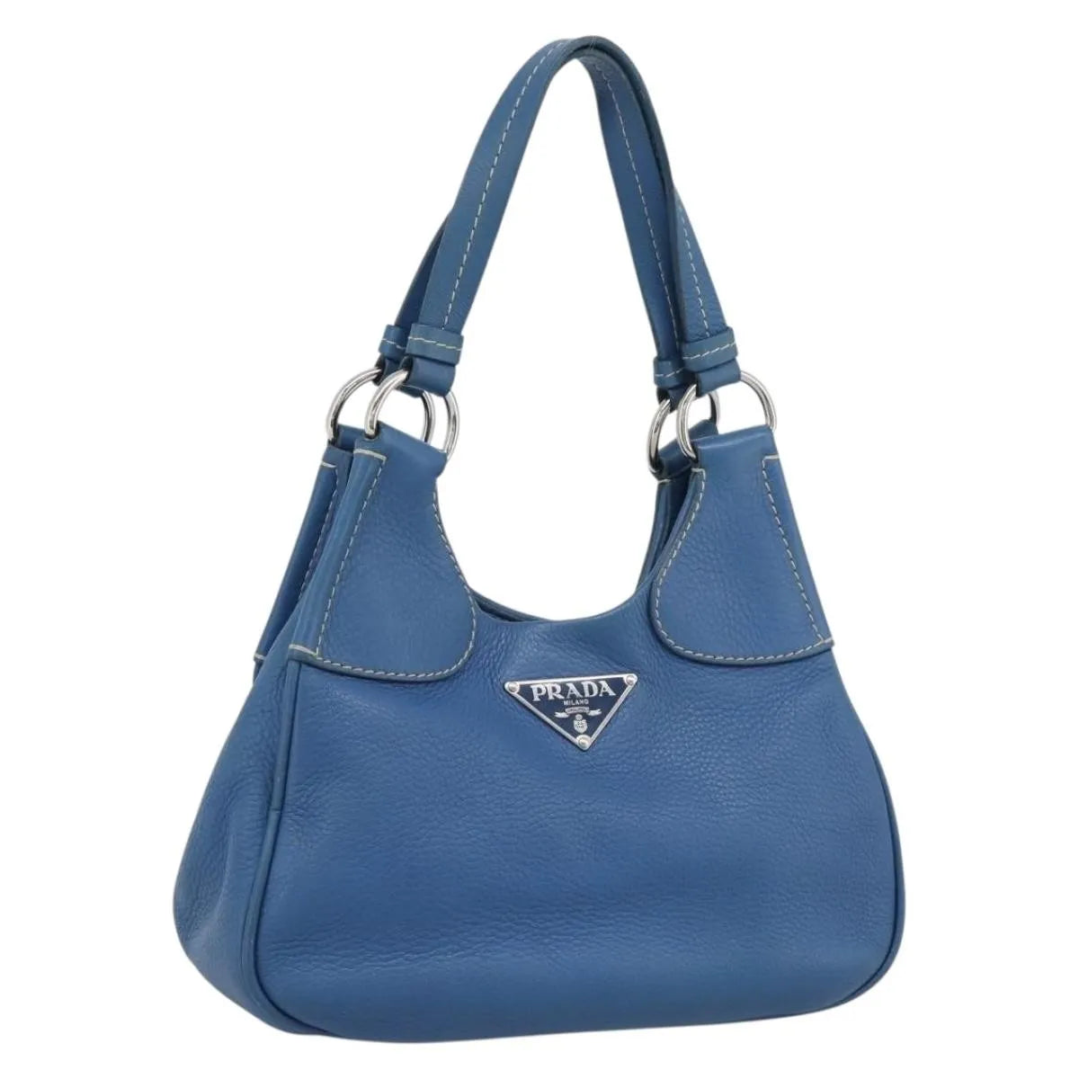 Prada Vitello Daino Convertible Tote Vitello Daino, Blue, Leather, Handbag