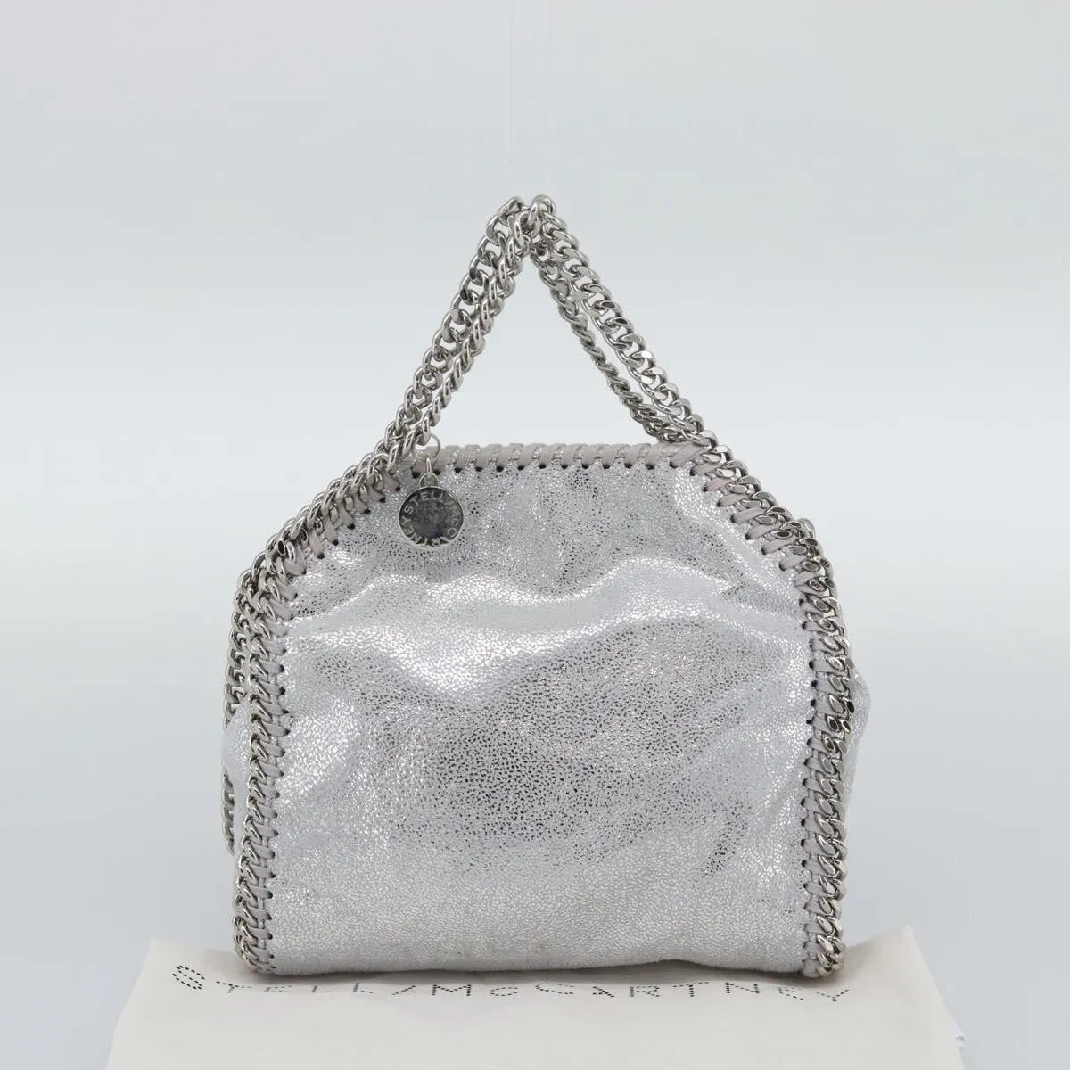 Stella McCartney Falabella Fold Over Faux Leather, Silver, Polyester, Shoulder Bag