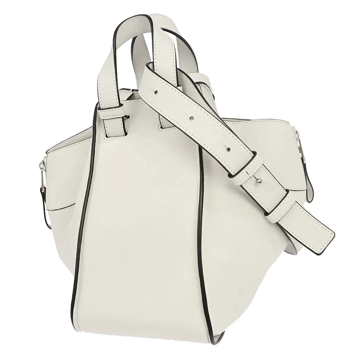 Loewe Hammock Leather, White, Leather, Handbag