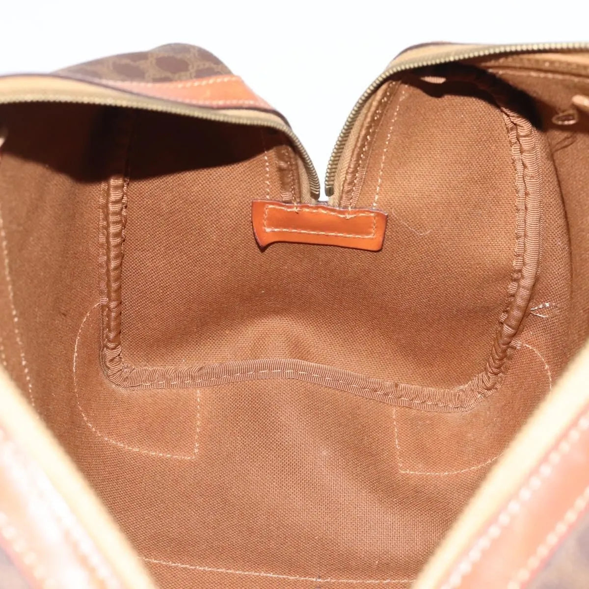 Celine Vintage Macadam Boston Canvas and Leather, Brown, Canvas, Handbag