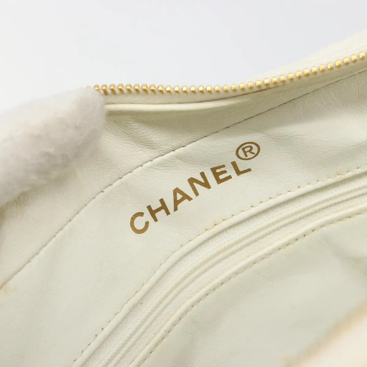 Chanel CC handbag Leather, White, Canvas, Handbag