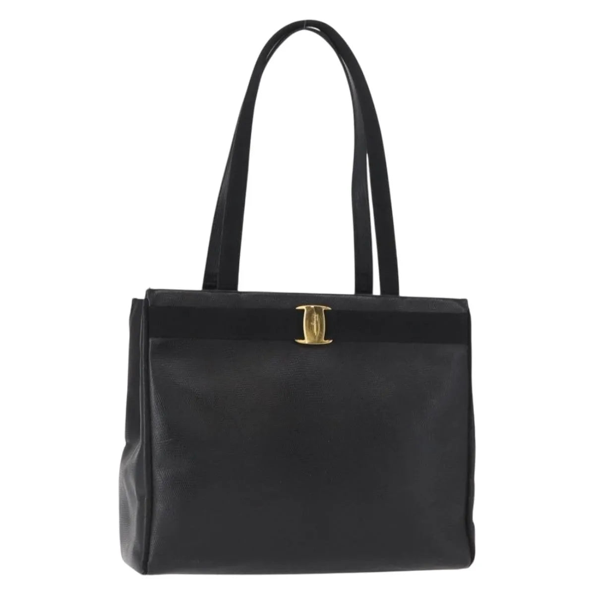 Salvatore Ferragamo Vintage Vara Bow Tote Lizard Embossed Leather, Black, Leather, Tote Bag