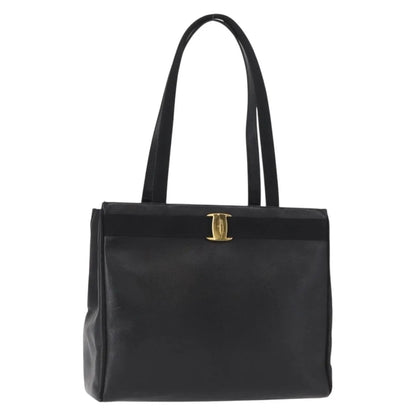 Salvatore Ferragamo Vintage Vara Bow Tote Lizard Embossed Leather, Black, Leather, Tote Bag