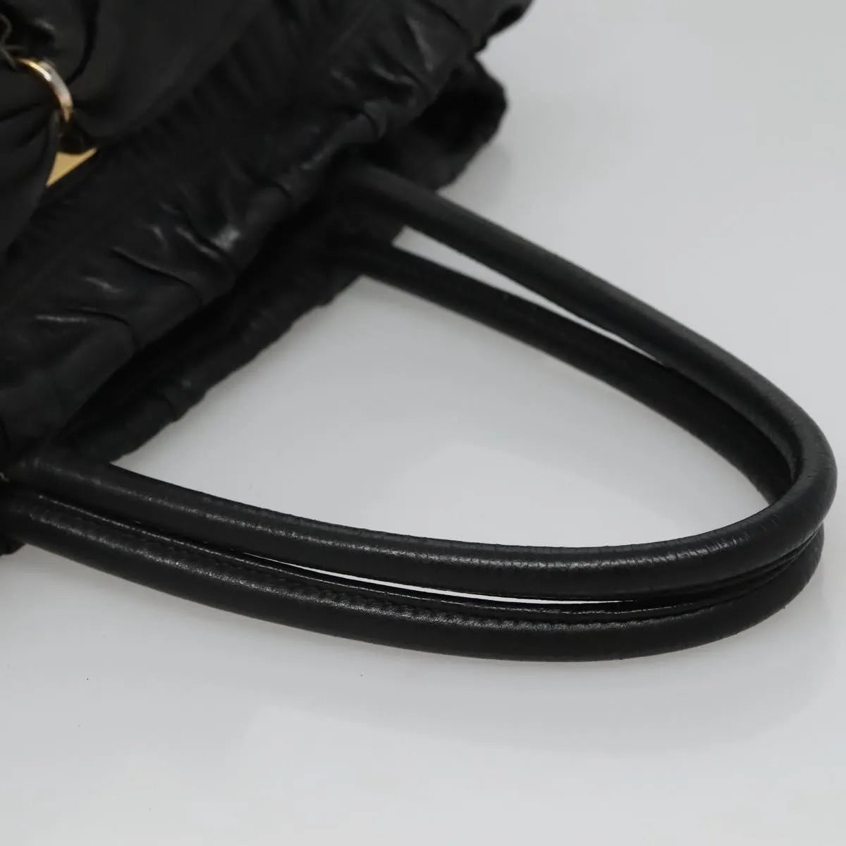 Prada Nappa Gaufre Bow Leather, Black, Leather, Tote Bag