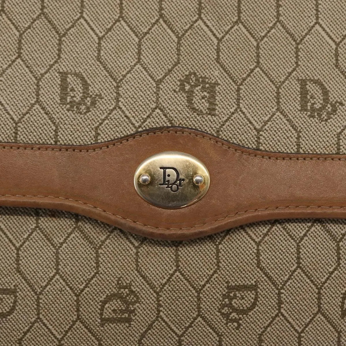 Christian Dior Vintage Honeycomb chain Canvas, Beige, Canvas, Shoulder Bag