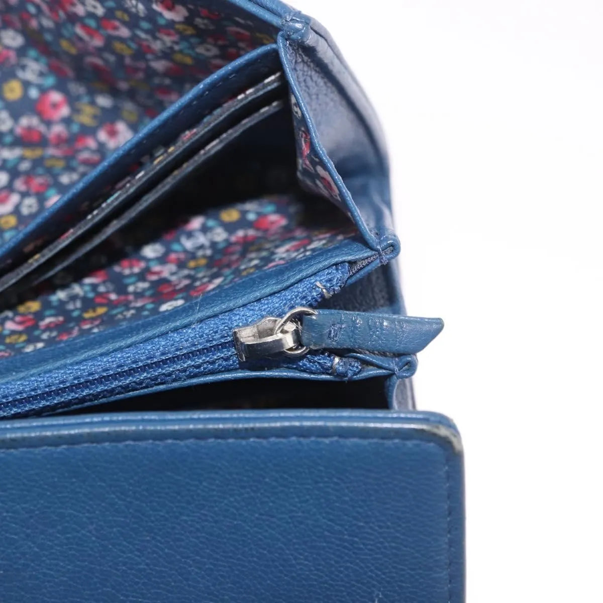 Chanel Lucky Clover Long Flap Wallet Leather, Blue, Leather, Wallet
