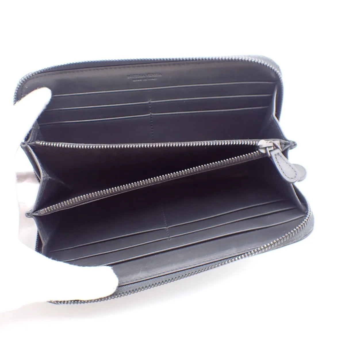 Bottega Veneta Intrecciato Long Zip Leather, Black, Leather, Wallet
