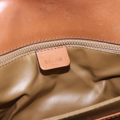 Celine Vintage Macadam Canvas and Leather, Brown, Canvas, Shoulder Bag