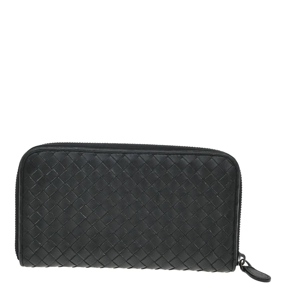 Bottega Veneta Intrecciato Long Zip Leather, Black, Leather, Wallet
