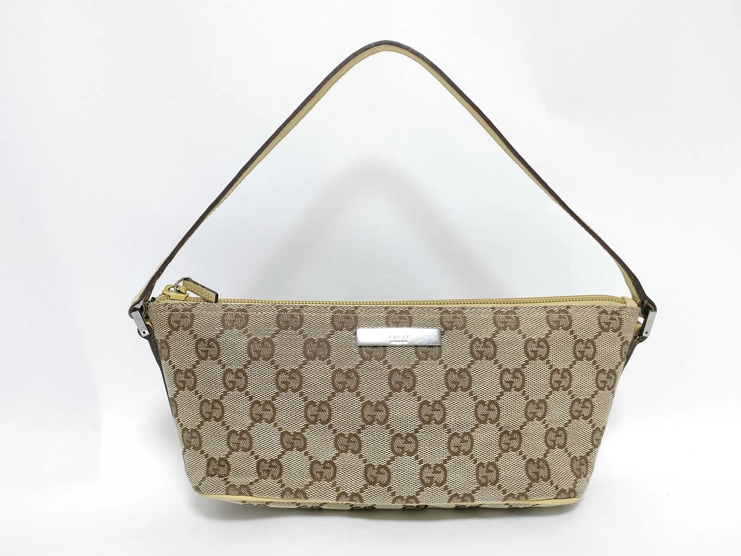 Gucci Vintage Boat Pochette GG Canvas, Beige, Canvas, Clutch