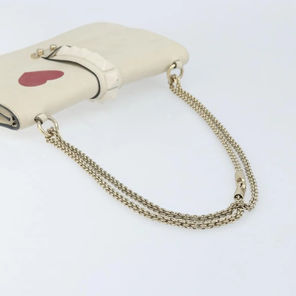 Valentino Garavani Glam Lock Leather, White, Leather, Shoulder Bag