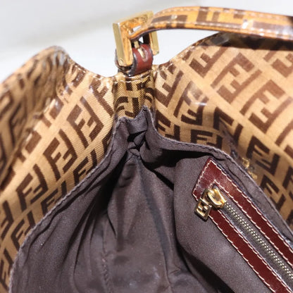 Fendi Mamma baguette Cuir verni, Brown, PVC, Shoulder Bag