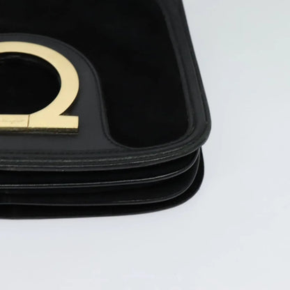 Salvatore Ferragamo Gancini Suede, Black, Suede, Shoulder Bag