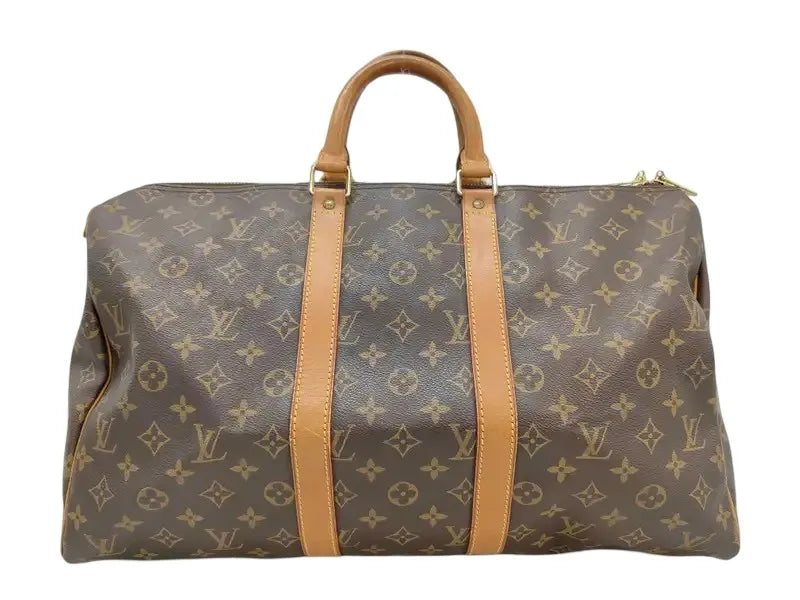 Louis Vuitton Keepall Monogram, Brown, Canvas, Travel Bag