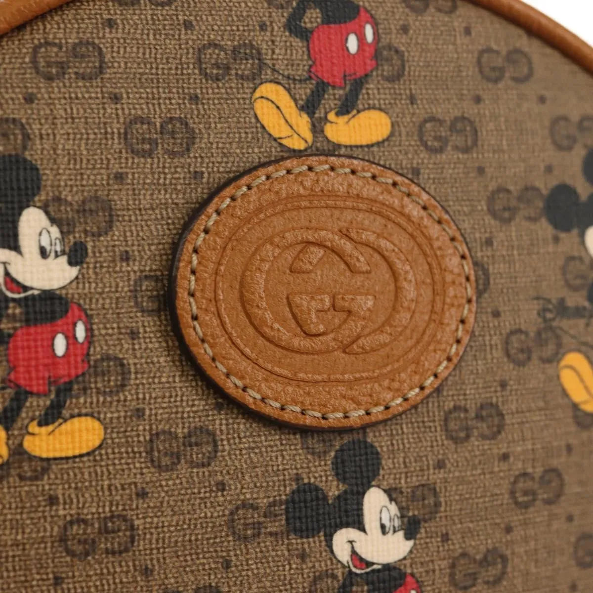Gucci Disney Mickey Mouse Round Backpack (Outlet) Printed Mini GG Coated Canvas, Beige, Canvas, Backpack