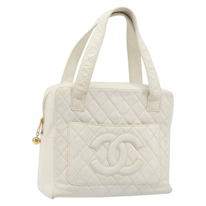 Chanel CC handbag Leather, White, Canvas, Handbag