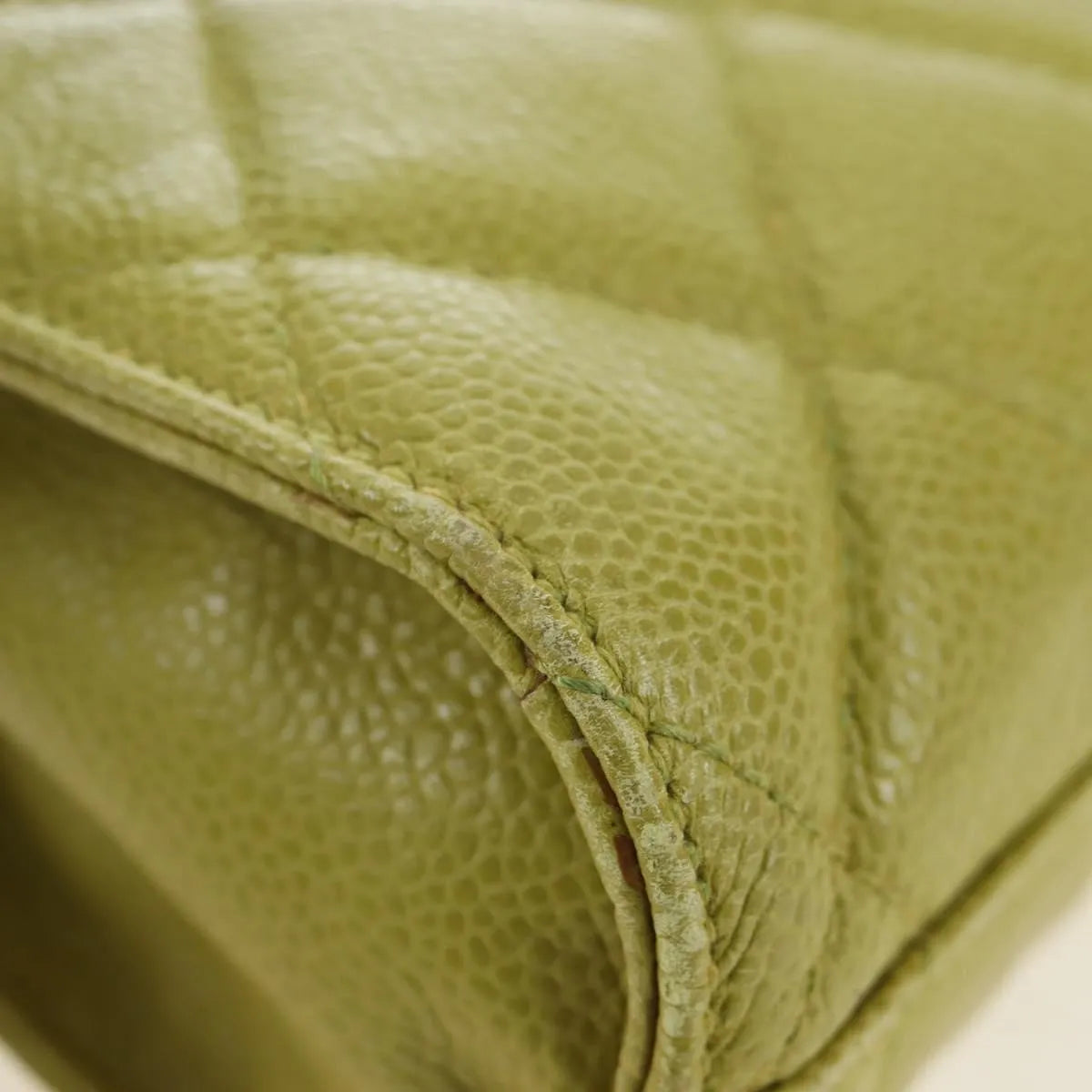 Chanel Vintage Zip Belt Quilted Caviar, Yellow, Leather, Shoulder Bag