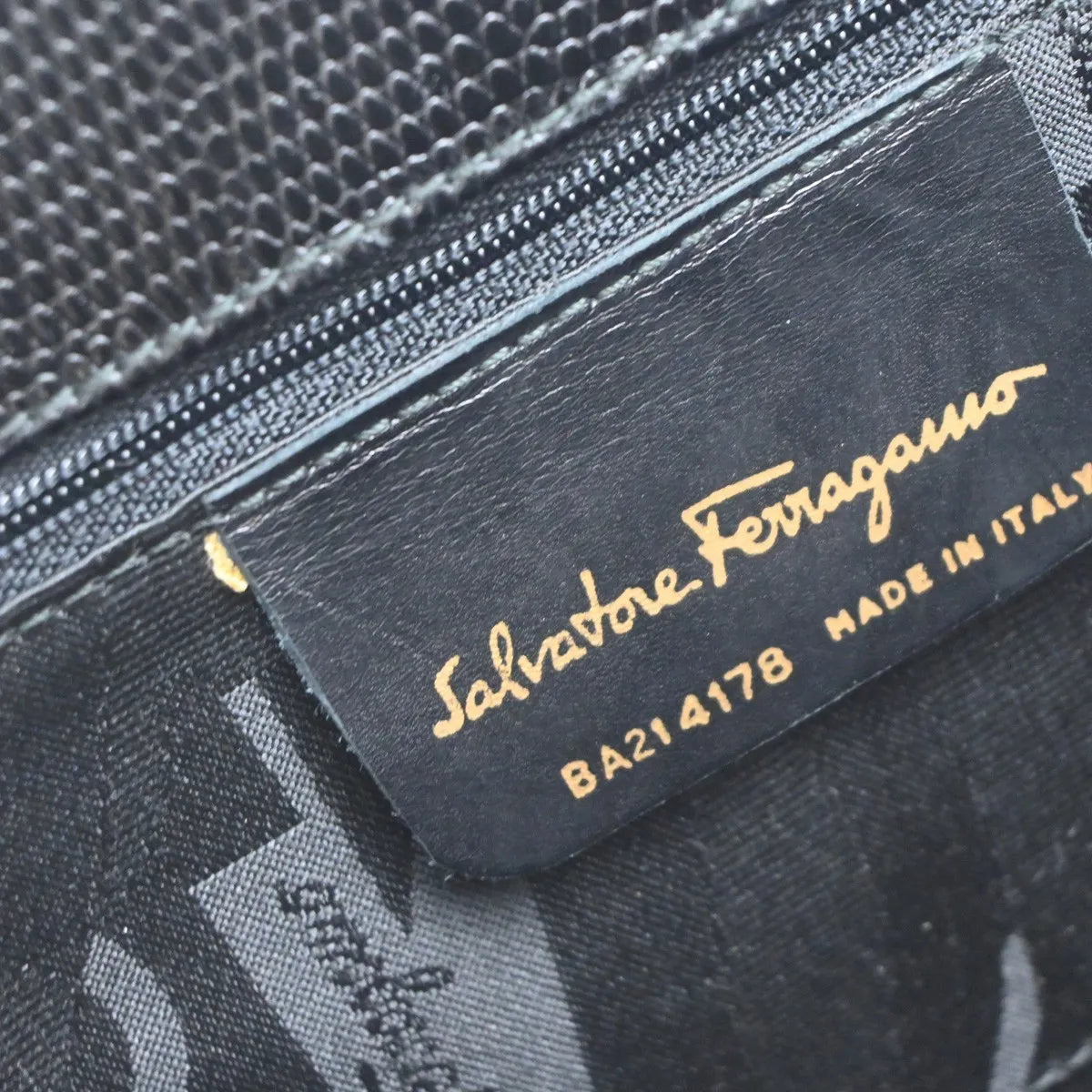Salvatore Ferragamo Convertible Vara Bow Tote Lizard Embossed Leather, Black, Leather, Handbag
