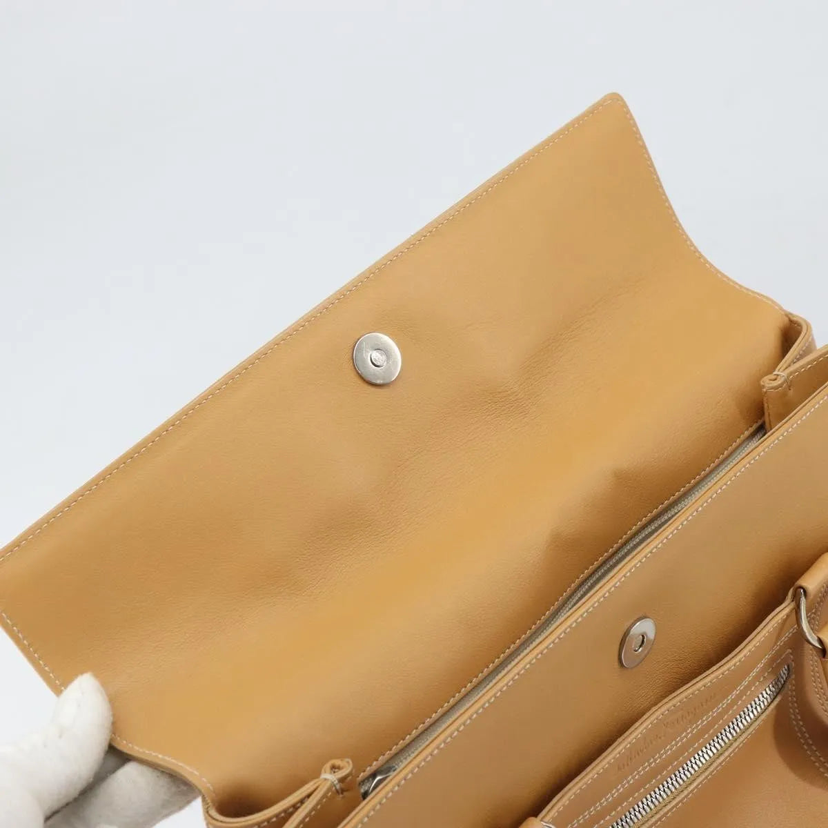 Salvatore Ferragamo Gancini Tote Leather, Beige, Leather, Tote Bag