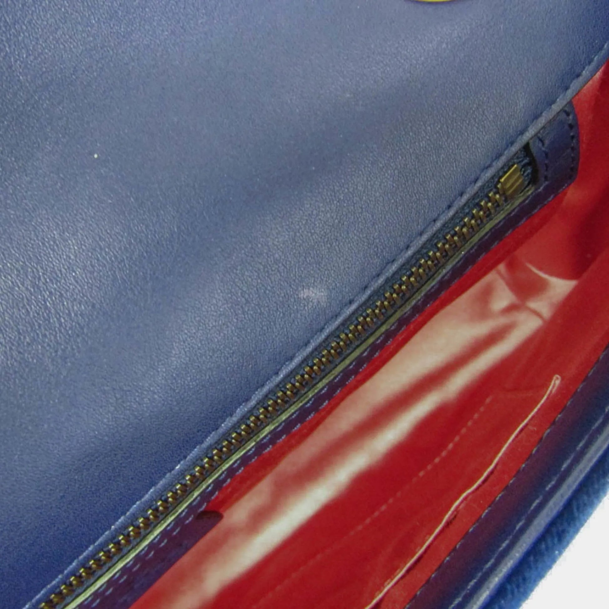 Gucci GG Marmont Flap Embroidered Matelasse Velvet, Blue, Velvet, Shoulder Bag