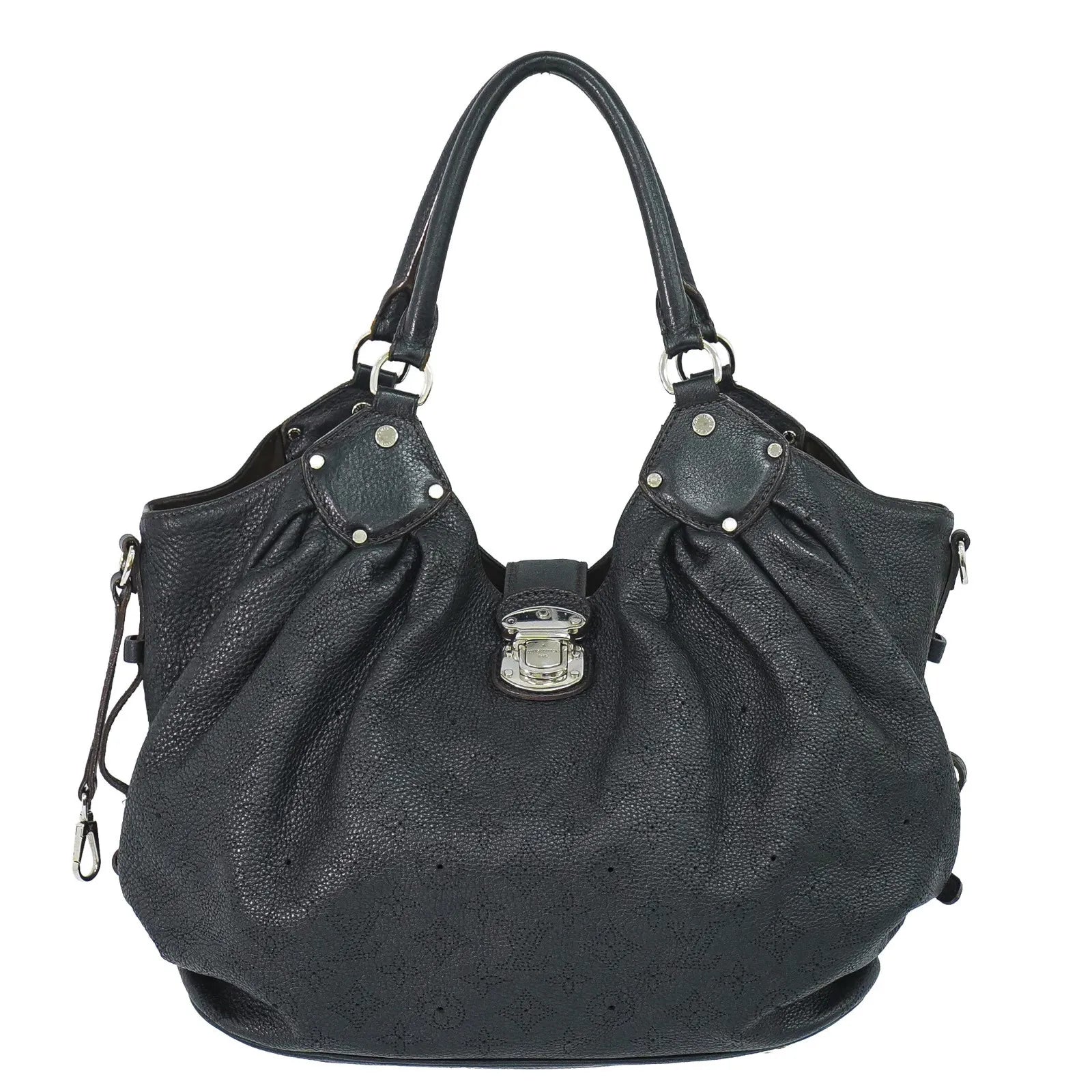 Louis Vuitton L Hobo Mahina Leather, Black, Leather, Shoulder Bag