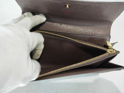 Louis Vuitton Portefeuille Sarah Damier, Brown, Canvas, Wallet